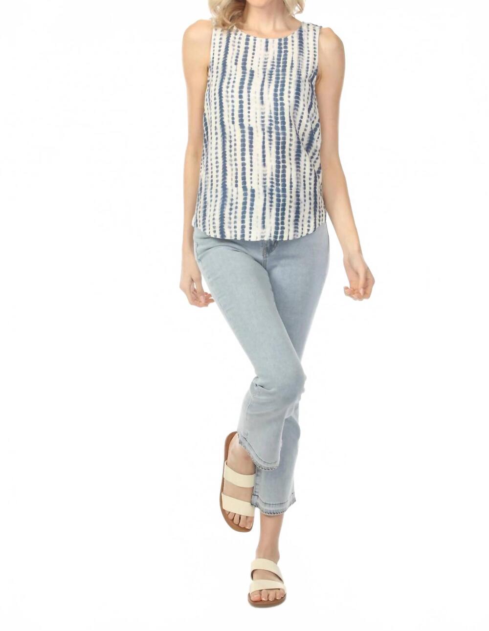 NEW CHARLIE B printed sleeveless rounded hem top in beach - Picture 6 of 6